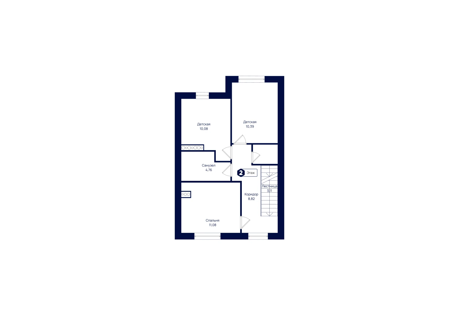 План 2-го этажа: Таунхаус 107,97 м²