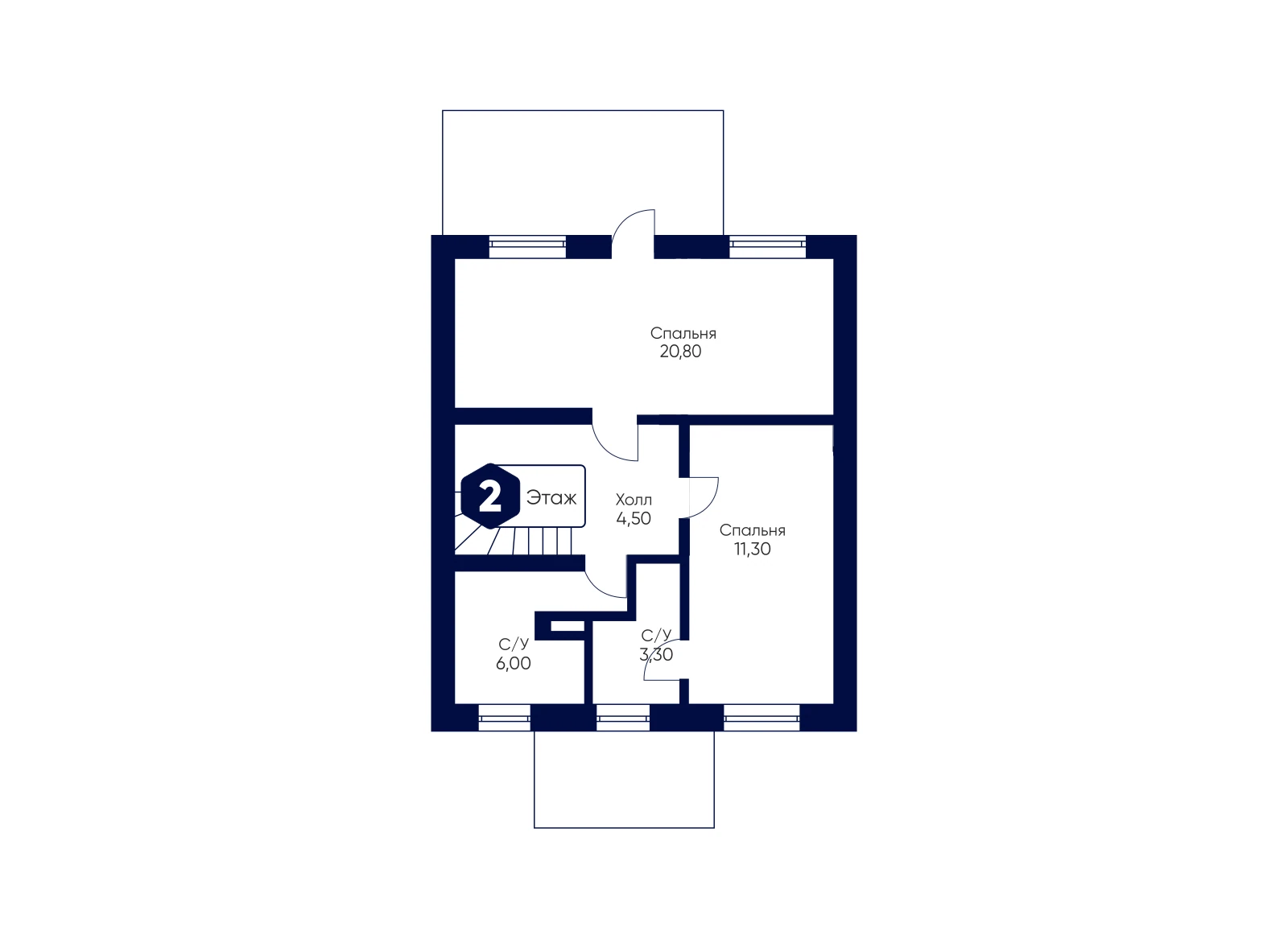 План 2-го этажа: Таунхаус 188,2 м²