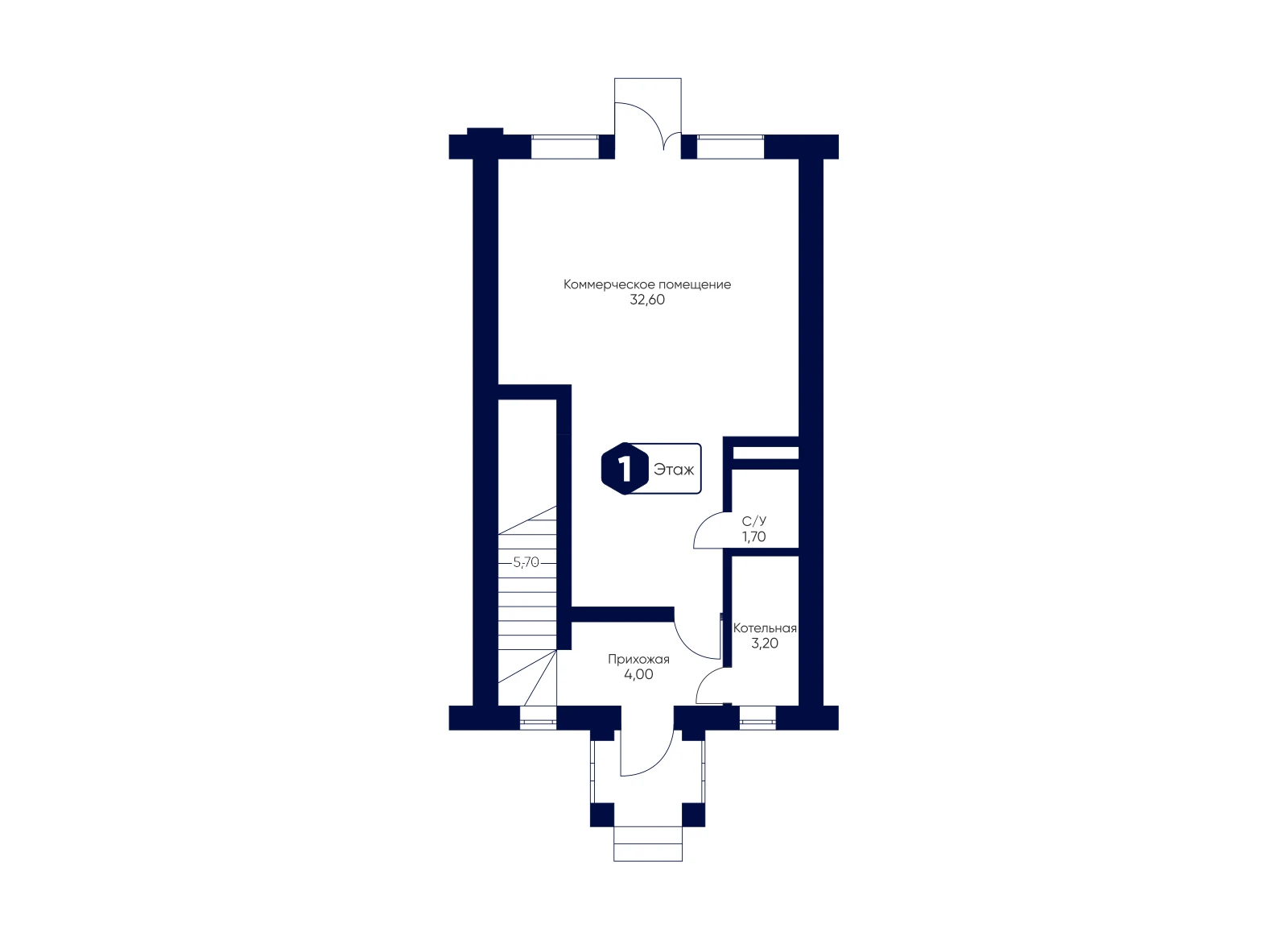 План 1-го этажа: Таунхаус 139,6 м²