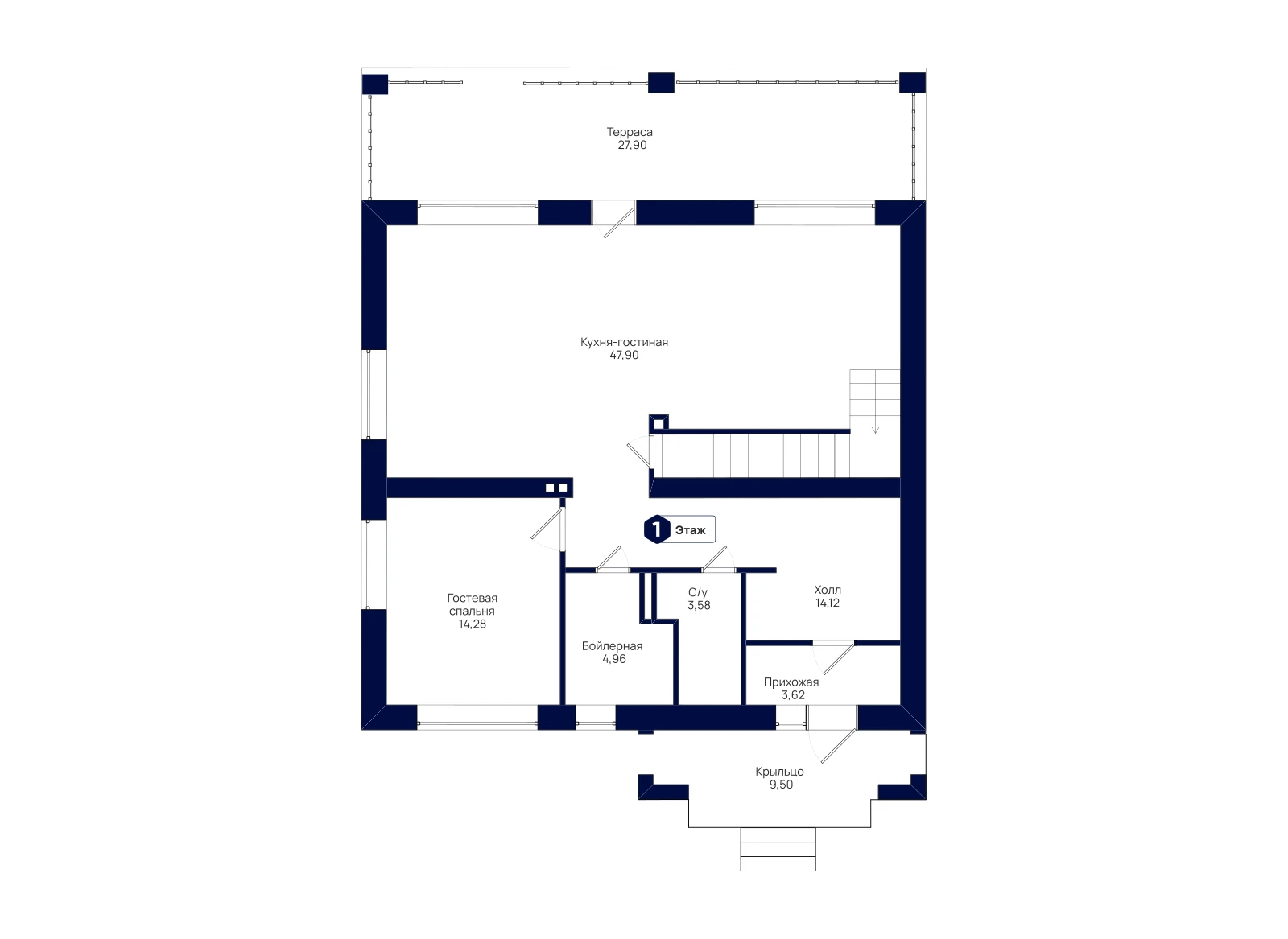 План 1-го этажа: Коттедж 245,3 м²