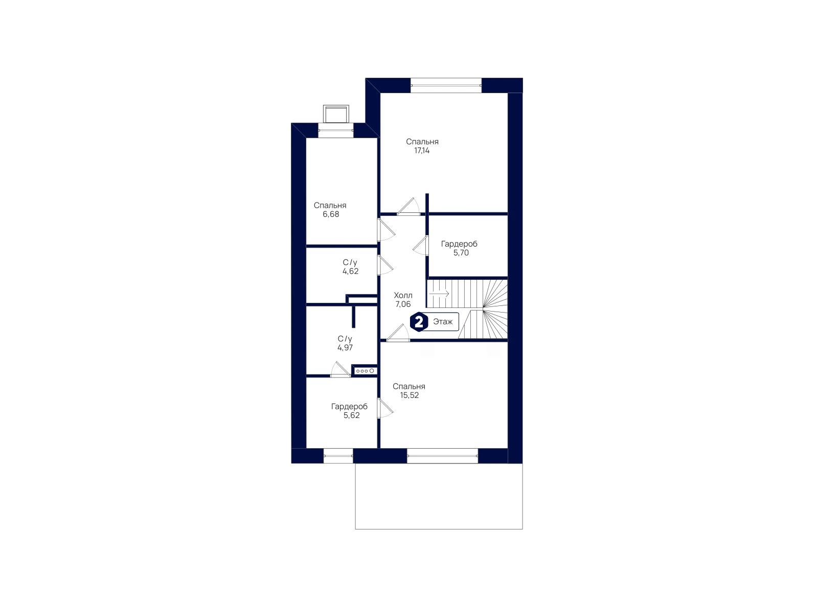 План 2-го этажа: Таунхаус 161,53 м²