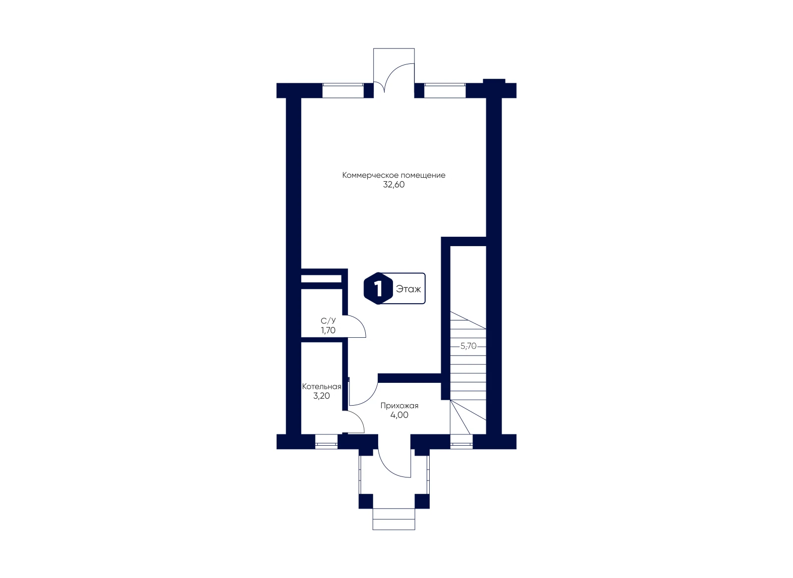 План 1-го этажа: Таунхаус 139,6 м²