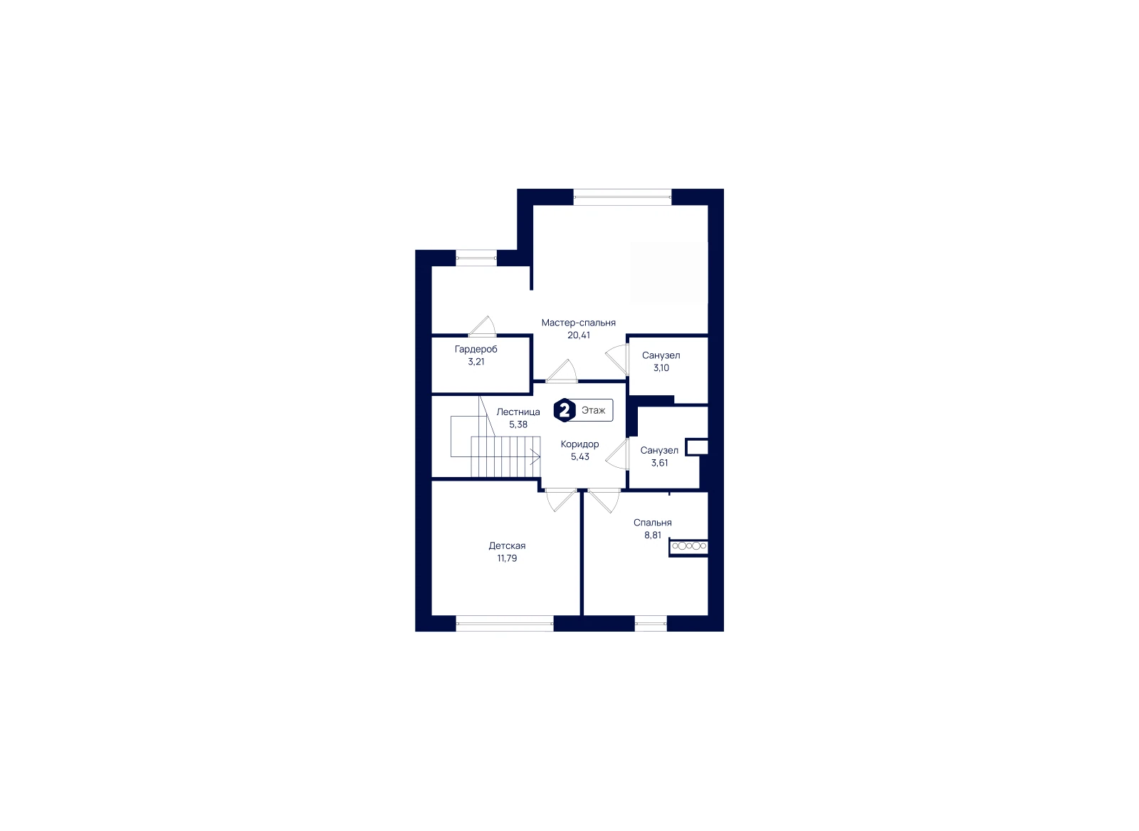 План 2-го этажа: Таунхаус 135,69 м²