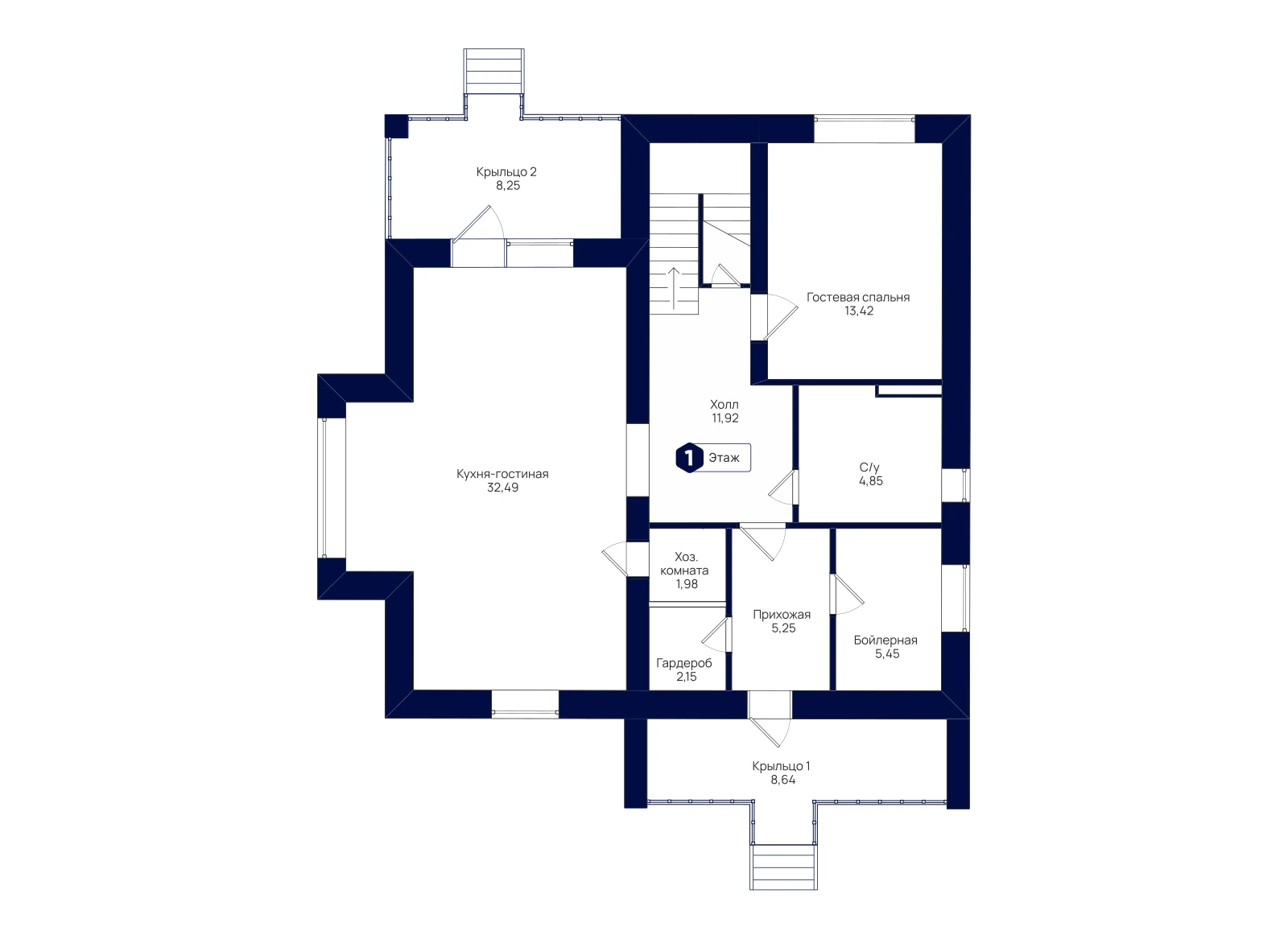 План 1-го этажа: Коттедж 186,58 м²