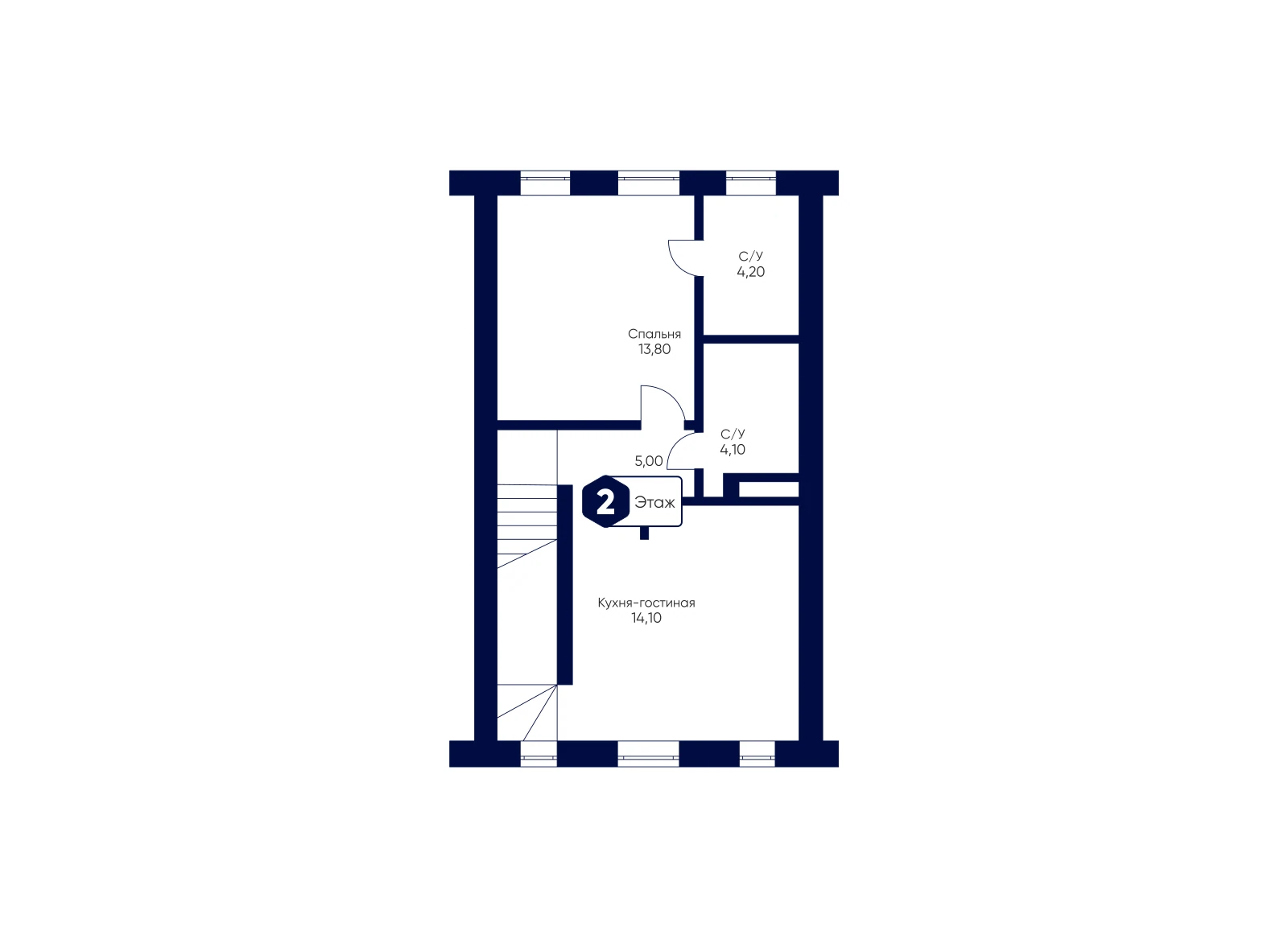 План 2-го этажа: Таунхаус 139,6 м²