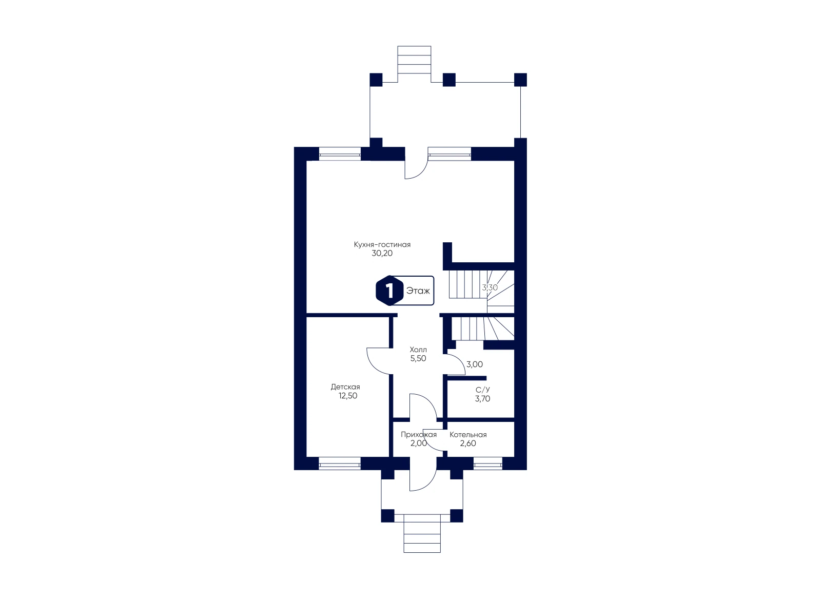 План 1-го этажа: Таунхаус 224,2 м²