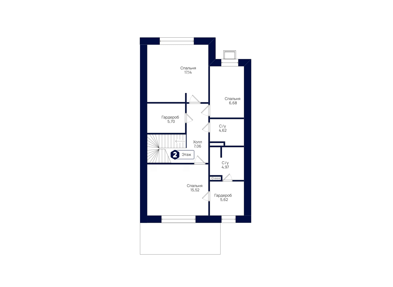 План 2-го этажа: Таунхаус 153,18 м²