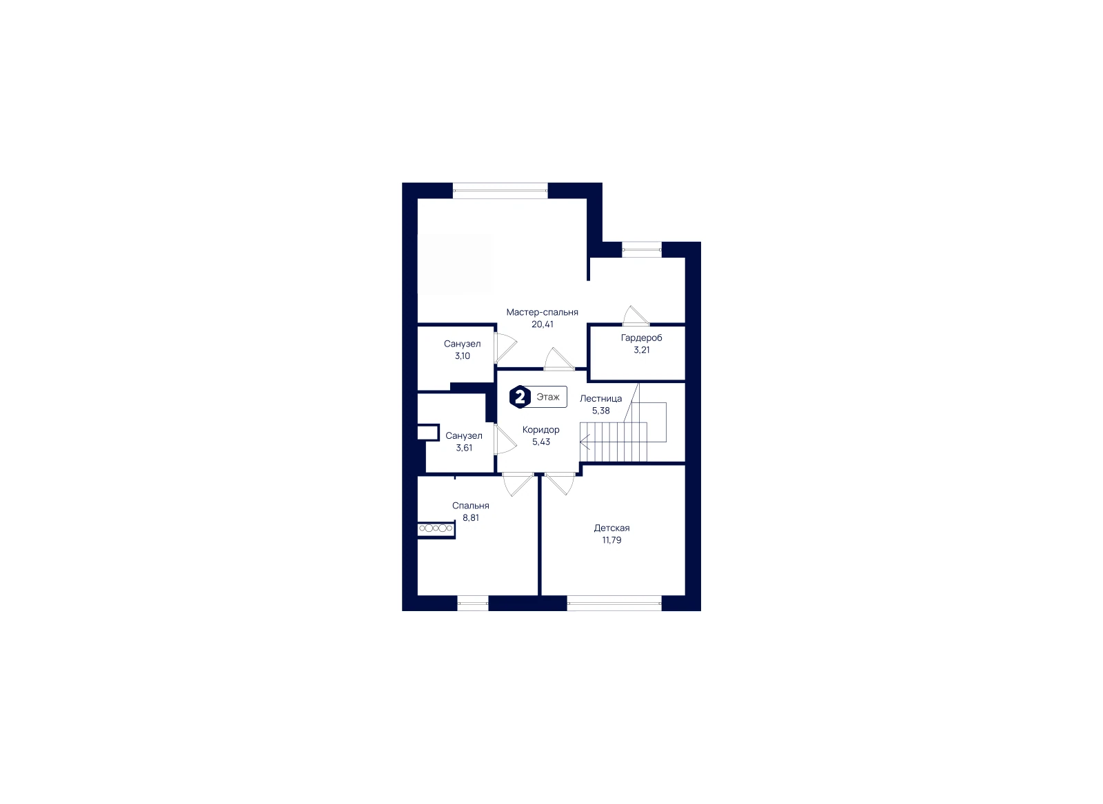 План 2-го этажа: Таунхаус 135,69 м²