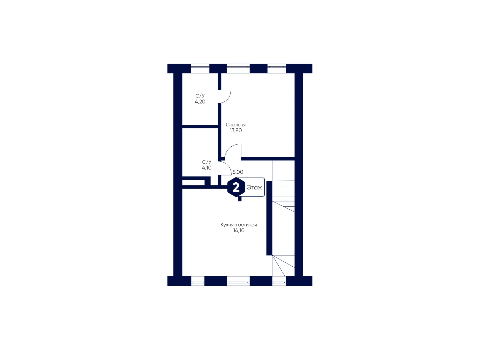 План 2-го этажа: Таунхаус 139,6 м²