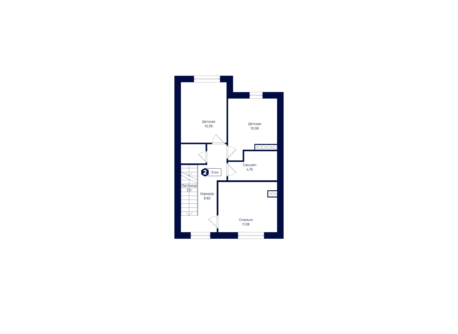 План 2-го этажа: Таунхаус 107,97 м²