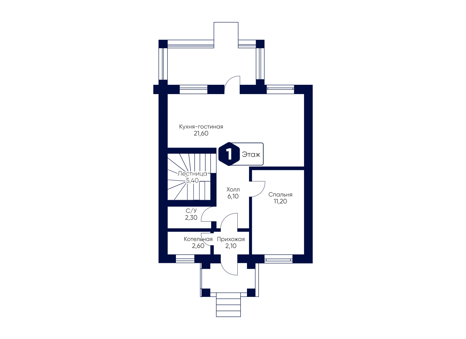 План 1-го этажа: Таунхаус 188,2 м²