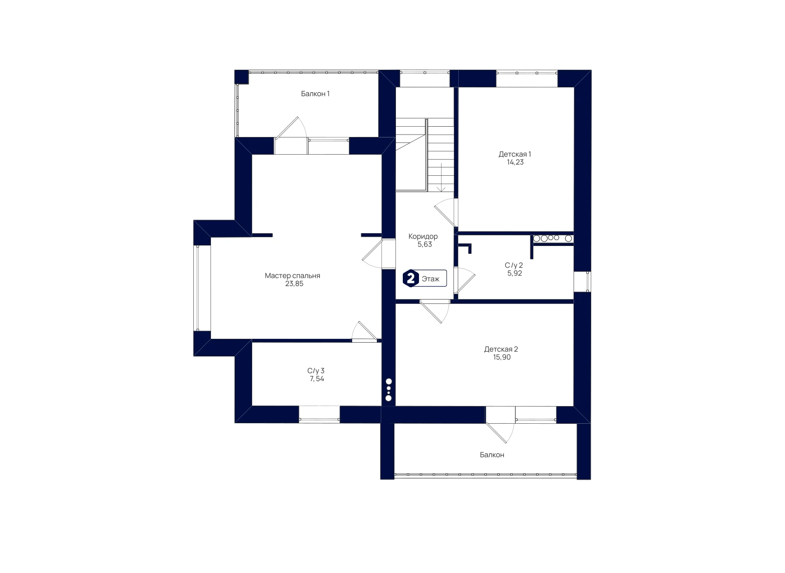 План 2-го этажа: Коттедж 186,58 м²